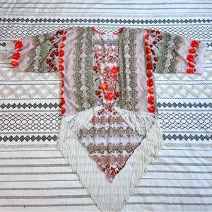 Silk and Fringe Floral Kimono